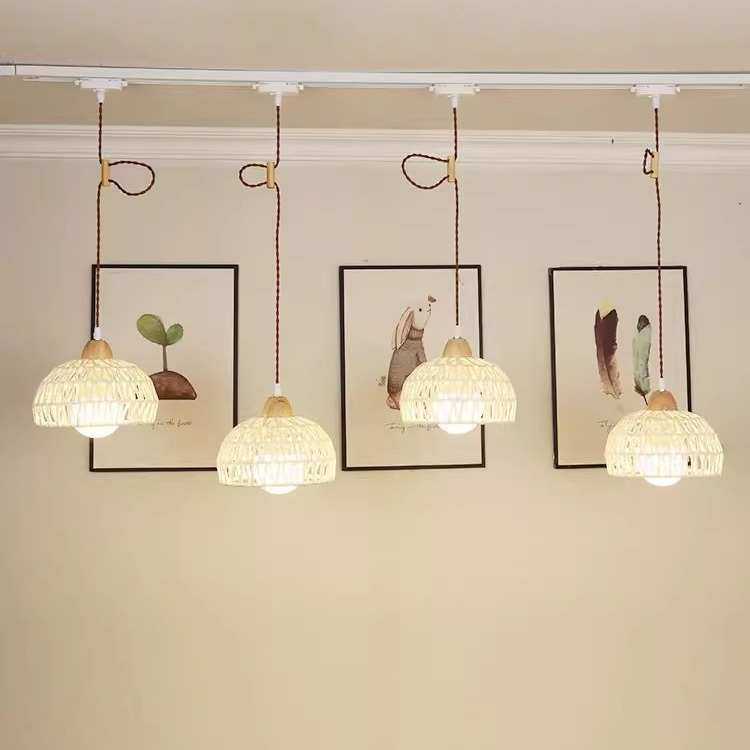 日式藤艺吊线可移动导轨灯复古民宿餐厅灯补光商店吧台橱窗轨道灯,家装灯饰光源,轨道灯,淘宝优惠券,粉丝福利购,淘宝优惠卷