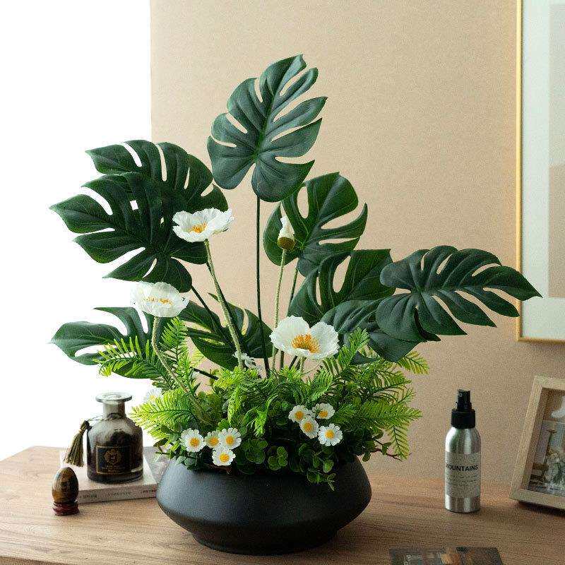 客厅餐桌电视柜玄关装饰品盆栽高品质仿真花假绿植高级感桌面摆件