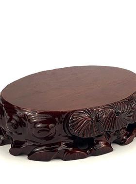 041703实木根雕奇花底座摆件泰山石瓶木头佛像托盆景鱼缸可挖槽石