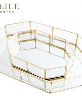 盘首饰盒简约现代欧式托盘玻璃ins北欧收纳装饰摆件创意 展示