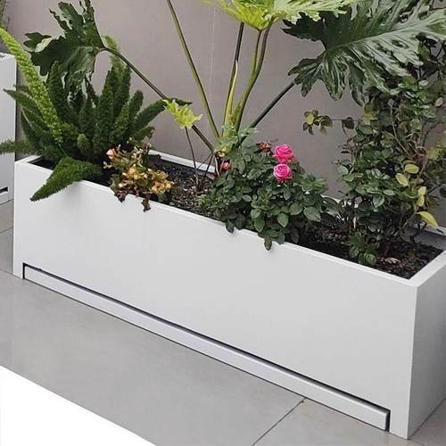 QX带接水盘室内外阳台庭院镀锌板花箱组合种植花盆铁艺金属花槽定