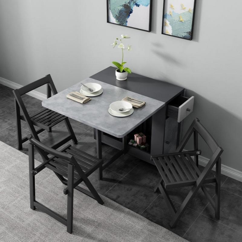 小户型家用折叠餐桌可移动带轮餐桌椅简约实木茶桌伸缩可移动餐桌