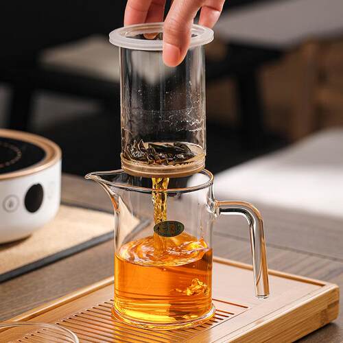 泡茶杯纱布过滤玻璃内胆耐高温泡茶壶绿茶滤茶器泡红茶专用茶