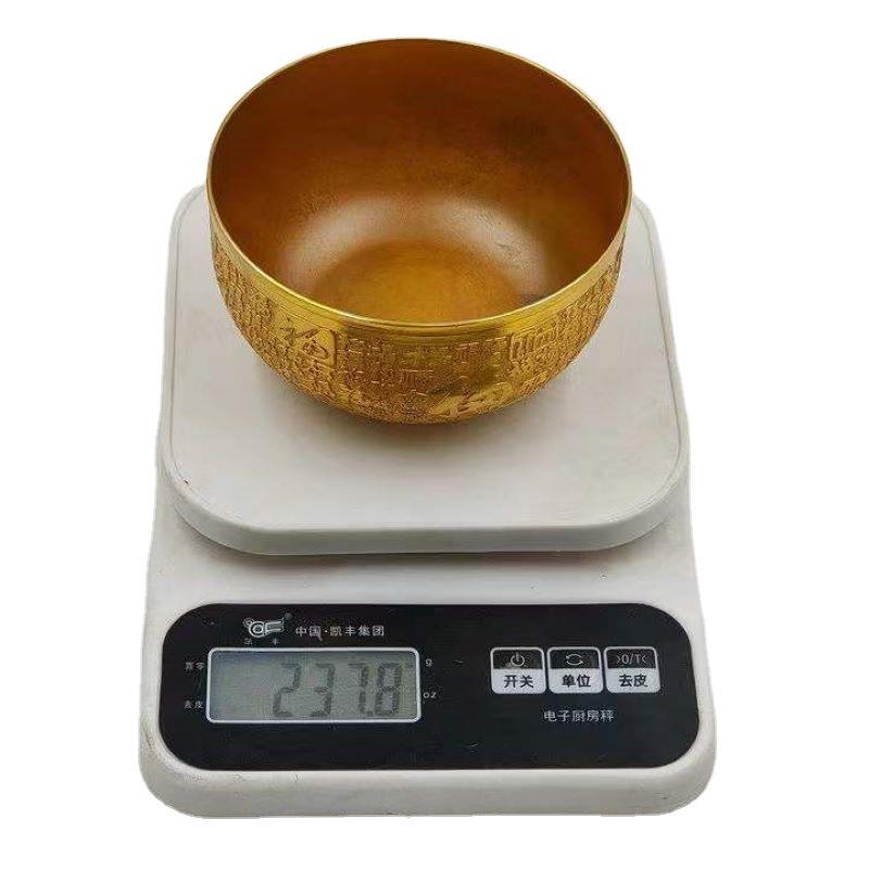 古董古玩仿古纯铜加厚福字鎏金杯子酒杯水杯茶杯乡下收老物件