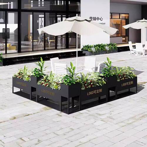 铁艺户外花箱组合饭厅外摆围栏花架子咖啡厅奶茶店不锈钢花槽花坛