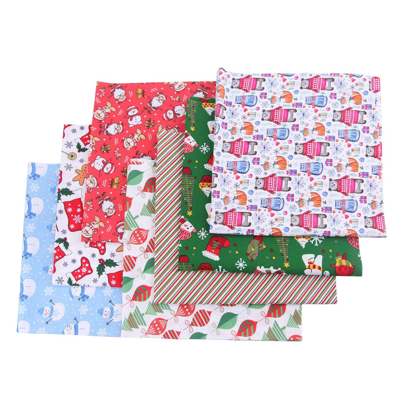 新款直销新款欧美圣诞布组 手工DIY小布头 卡通印花布料 50*50cm