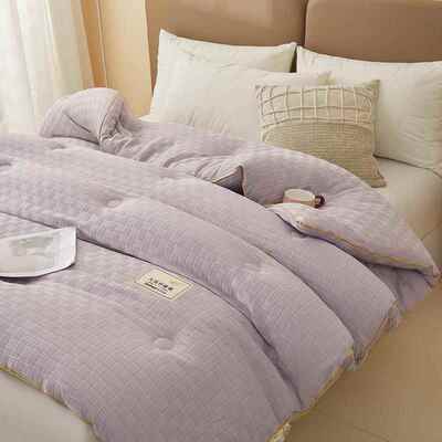 2024直新款母婴A类针织5527棉夫格大豆子母被被子级冬被被芯华厂