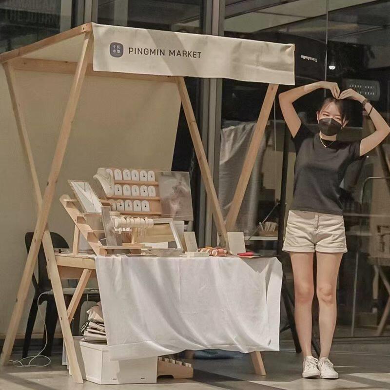 集市摊位架展示柜架花车实木质折叠促销摆摊架夜市