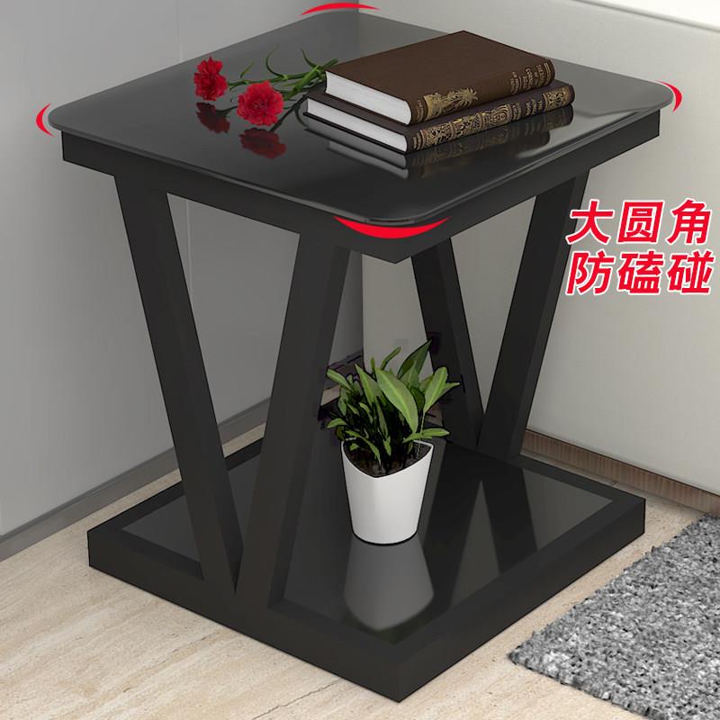 北欧床头柜简约现代迷你小型床边小柜子玻璃面金属储物柜卧室