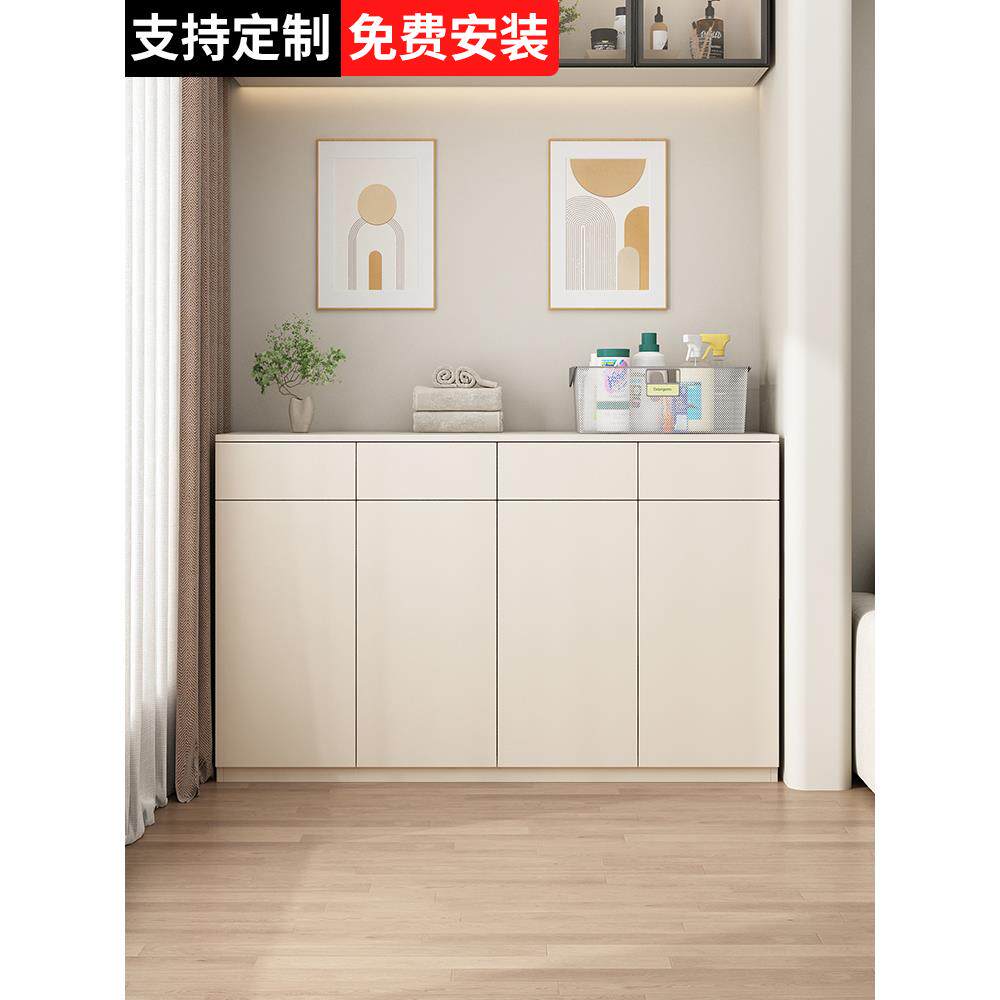 实木阳台柜子储物柜飘窗收纳柜定制杂物柜窗边柜防晒防水地柜矮柜
