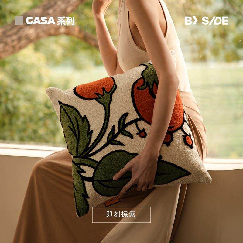 BY SIDE 春日序曲 清新花朵抱枕套轻法轻奢高级感客厅沙发靠背垫