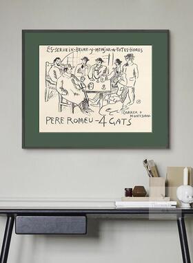 Picasso复古风格人物线条餐厅装饰画客厅玄关卧室高级感小幅挂画