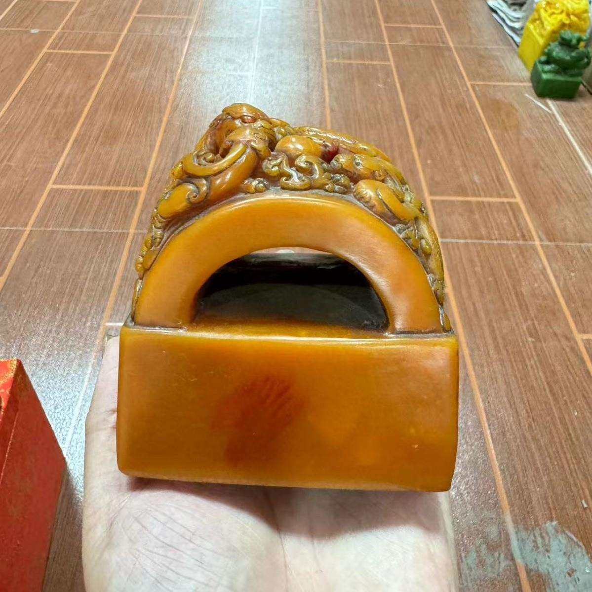 仿古树脂皇帝玉玺摆件旧藏珍品手工雕刻仿寿山石古玩收藏工艺品