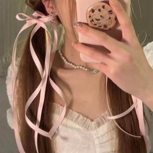 Double Long Clip Braided Hair Cute Hairpin Bow Ribbon