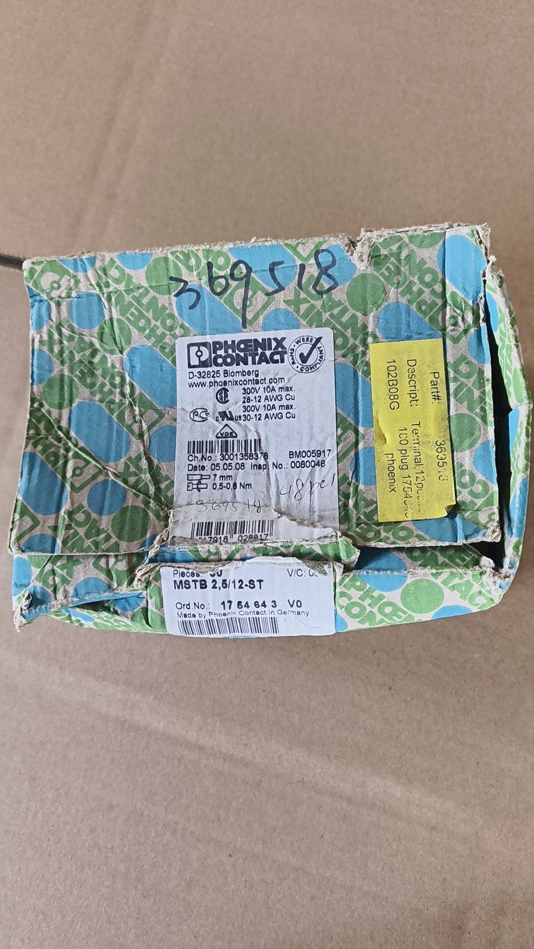 菲尼克斯连接器  MSTB2,5/12-ST   17546