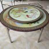 QFL304特厚不锈钢叠圆桌可折安家免用餐桌吃饭圆台桌连体折叠圆桌