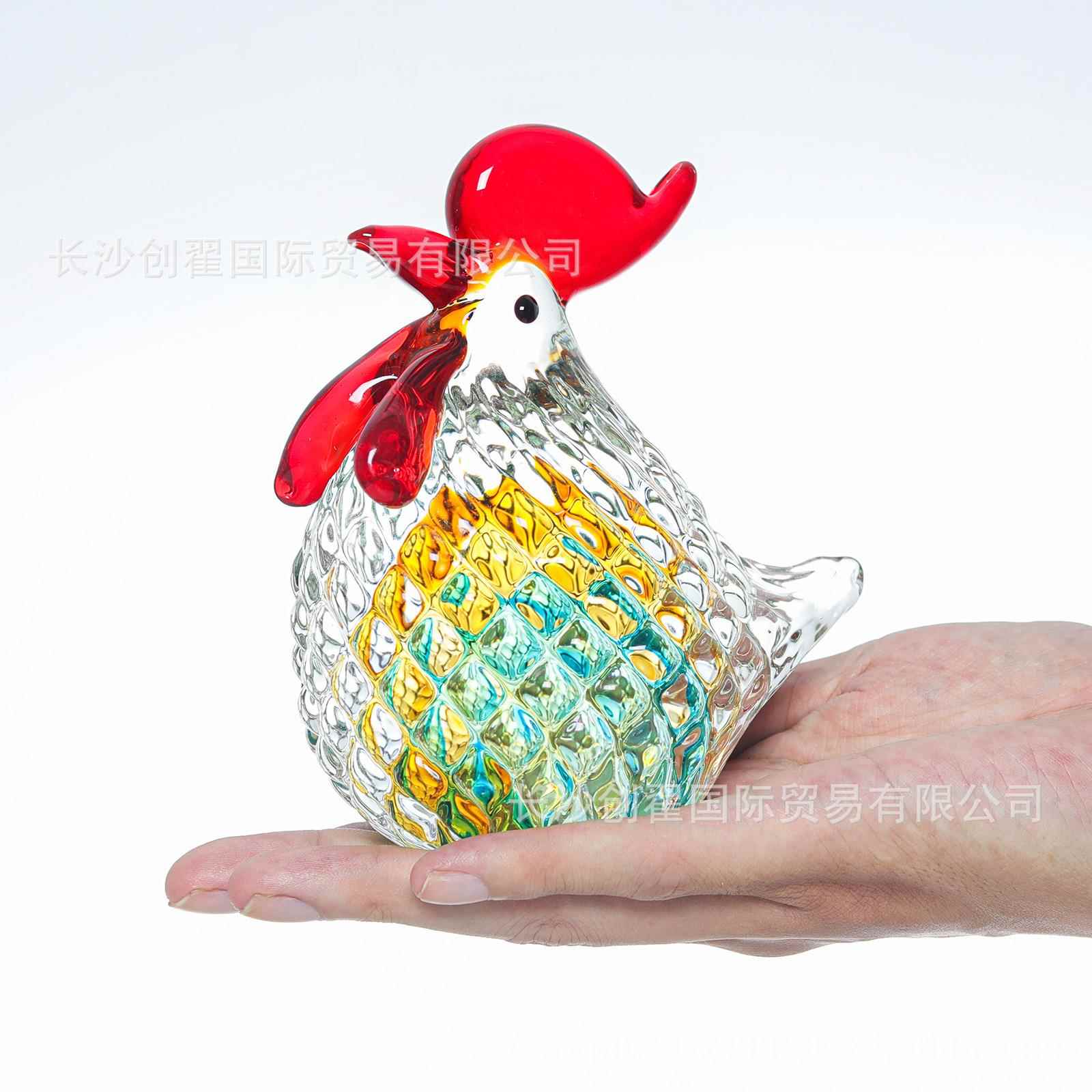现代简约轻奢琉璃珍珠鸡菠萝鸡水晶摆件客厅玄关样板装饰乔迁送礼