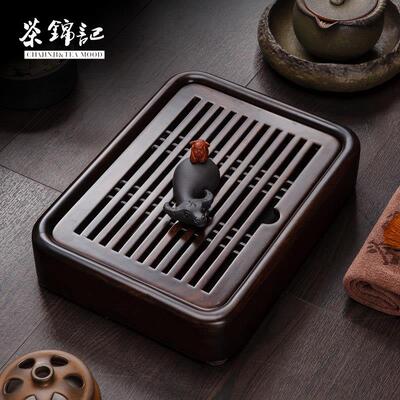 茶金吉节水茶盘家用黑檀木休闲茶具实木干泡黑金石小茶几