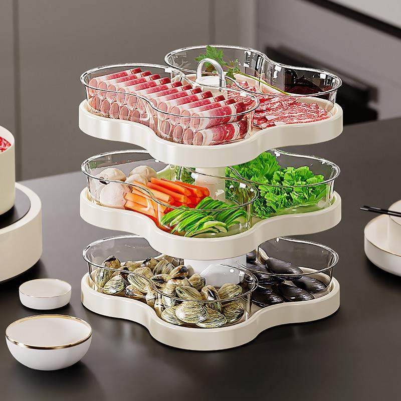 厨房旋转火锅拼盘分格配菜盘多层备菜盘神器家用多功能托盘置物架,厨房/烹饪用具,抹布架/厨房清洁收纳架,淘宝优惠券,粉丝福利购,淘宝优惠卷