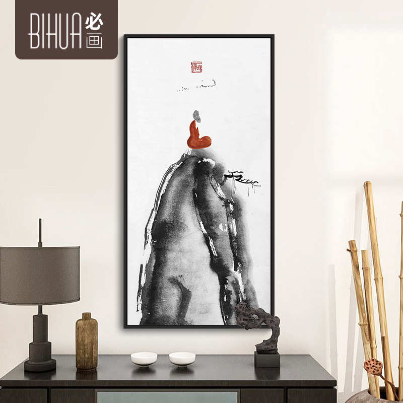 中式禅意茶室办公室入门玄关装饰画 酒店走廊壁画玄关画客厅挂画图片