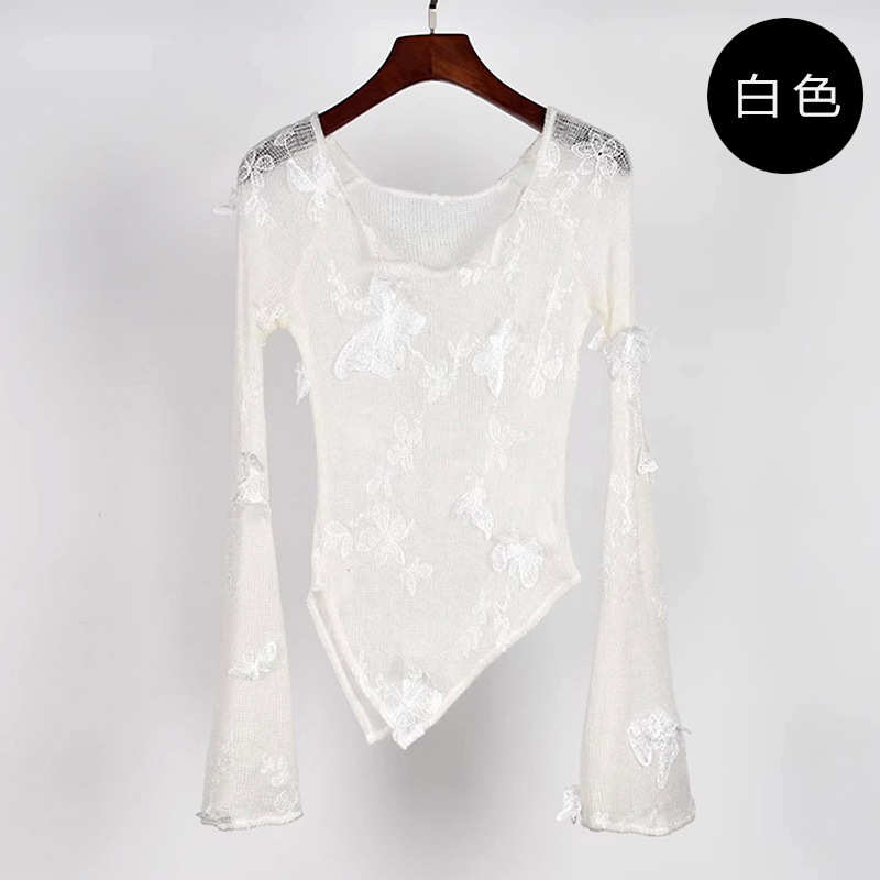 喇叭服装服刺绣女长袖练中国古典舞舞蹈功服现代舞民族舞上衣蝴蝶
