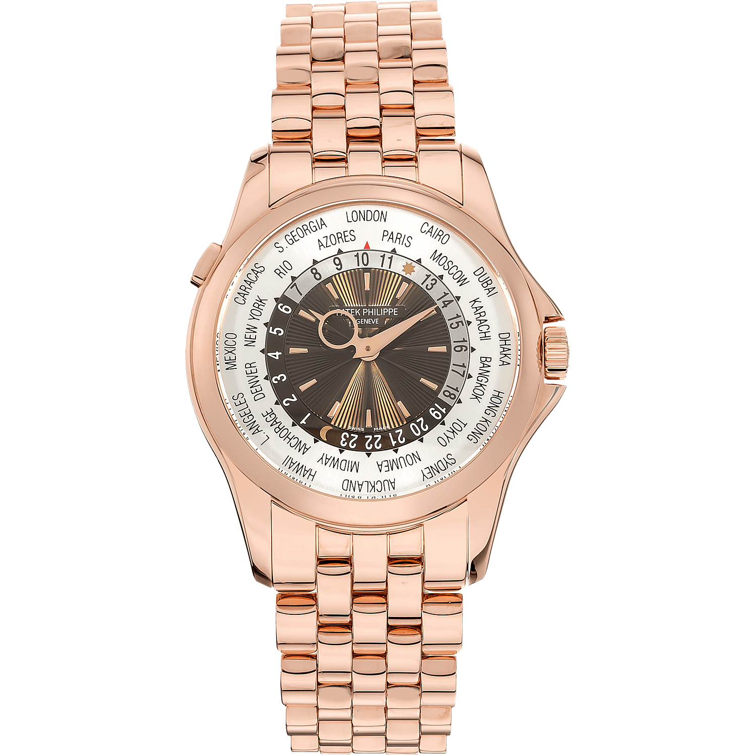 [9.8新]百达翡丽18k玫瑰金自动机械世界时手表男表5130/1R-011