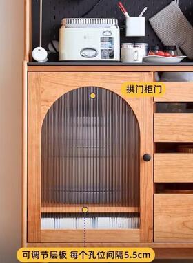 简约现代实木餐边柜板窄型中体靠ZRQ墙茶水柜展一示柜古收纳岩储