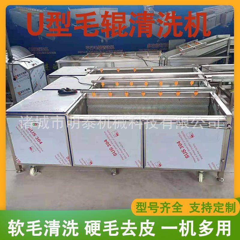 黄芩百部U型毛辊清洗机蜜薯紫薯清洗去皮机地环鬼子姜去泥沙设