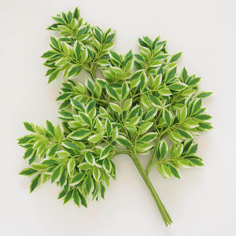 仿真榆树叶手感过胶塑料榆树枝绿色植物叶子假树枝工程装饰造景