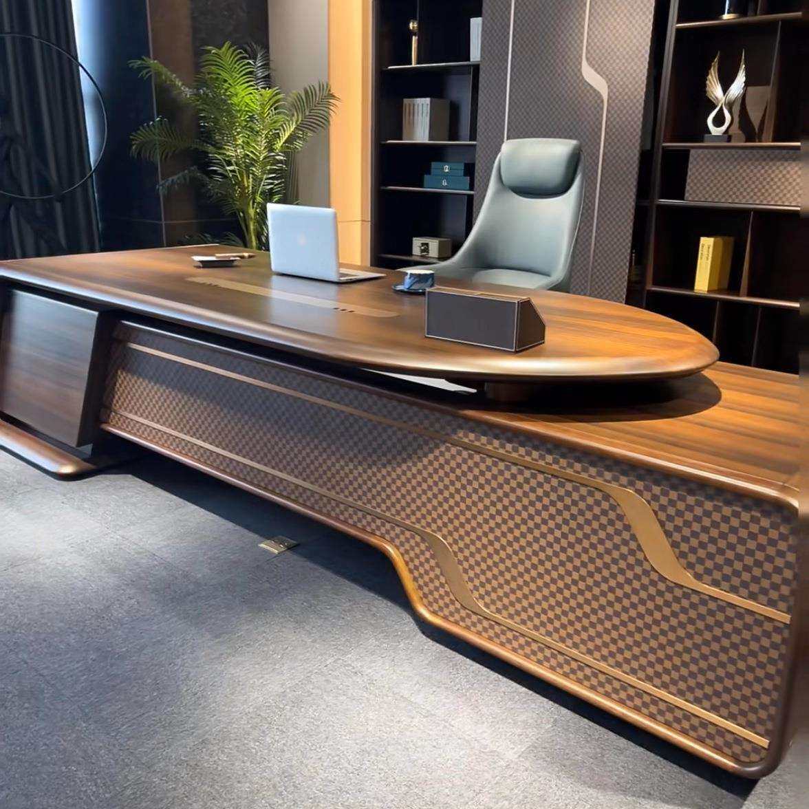 新中式实木老板桌董事长办公桌高档大气总裁桌简约现代大班台