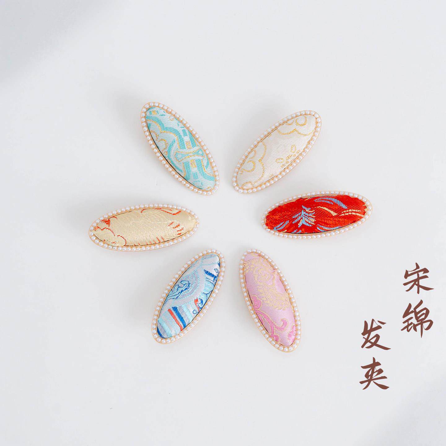 普陀山文创国风古风宋锦发夹盘发