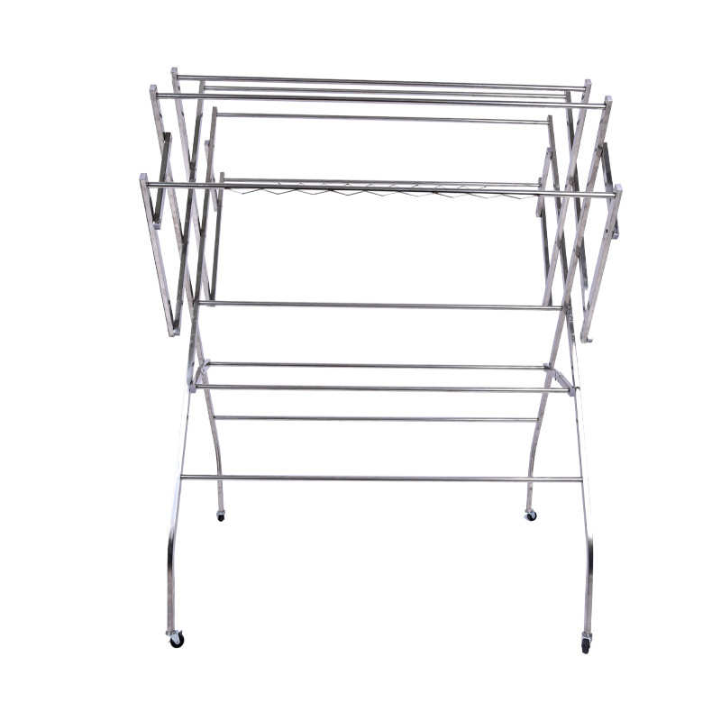 不锈钢晾衣架落地折叠室内翼型立式多杆晾衣架晾晒被架阳台移动架