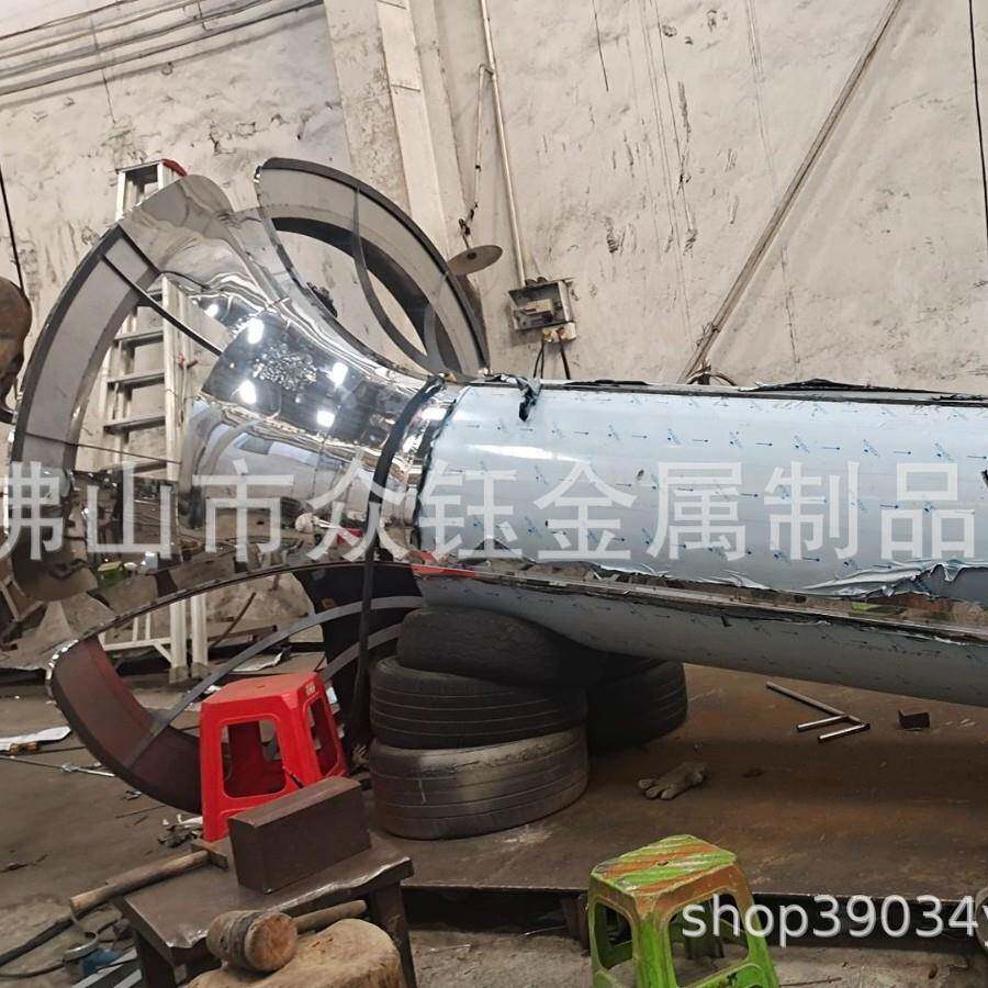 大门入口景观不锈钢喇叭口包柱异型双曲面雕塑