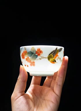 醴陵釉下彩高档主人杯省大师邓剑波纯手绘功夫茶器个人杯精致喝茶
