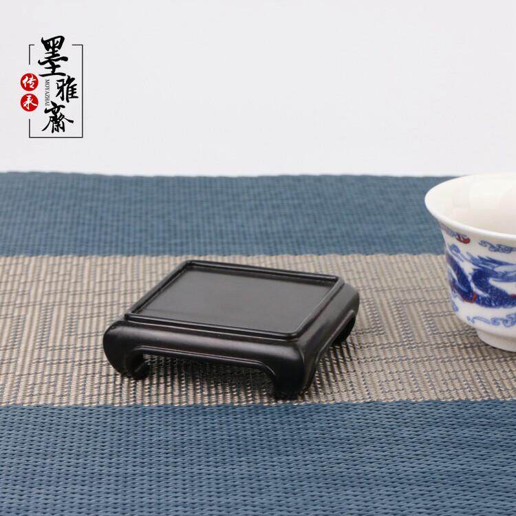 紫光檀实木正方形印章微型盆景底座茶具茶杯垫工艺品文玩核雕木托