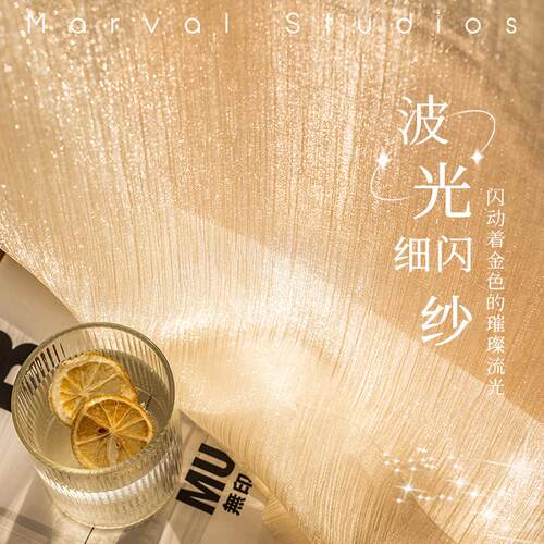 梦幻纱帘鎏金纱轻奢网红法式窗帘白纱流金纱透光透人窗纱