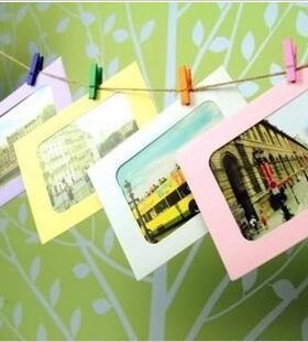 3-inch and 6-inch colorful photo frames, come with twine cli