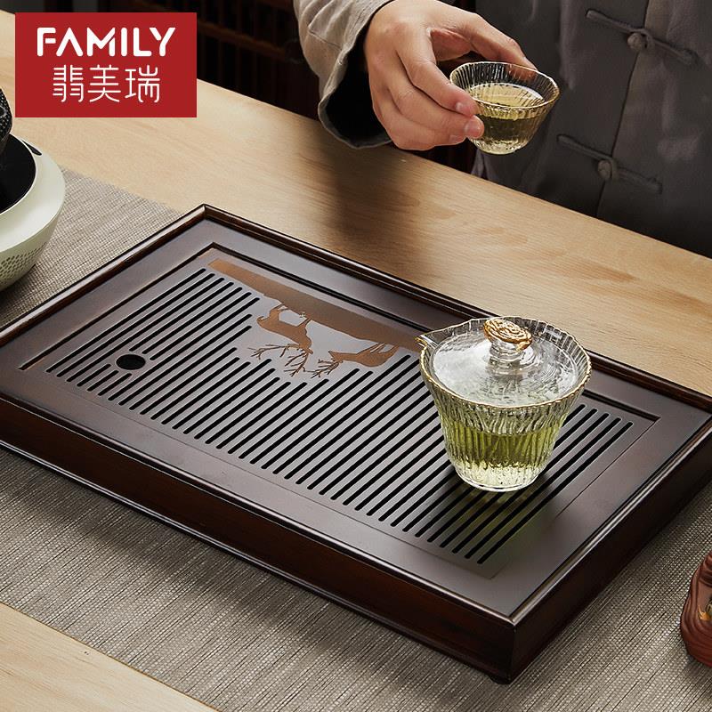 茶盘家用泡茶盘竹制托 托盘办公室简易储水沥水盘功夫茶具干泡小