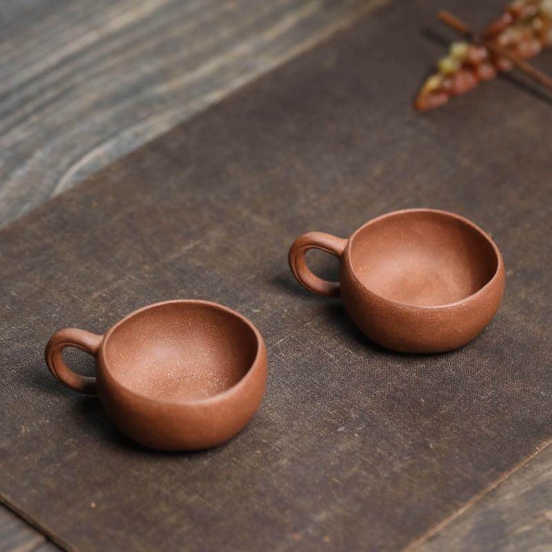 宜兴紫砂南瓜主人杯子手工带把品茗小口杯仿生办公室茶碗茶具配件