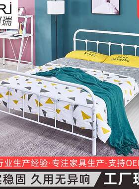 欧式金属铁艺床出租屋民宿单双人铁架床简易儿童黑白色公主床
