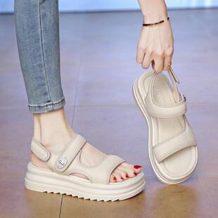 增高时尚 夏款 2026新款 女款 仙女风配裙软底沙滩0325d 厚底罗马凉鞋