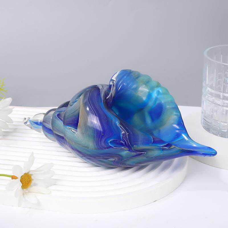 轻奢艺术琉璃多彩海螺摆件创意摆件样板间家居客厅餐桌玄关工艺品