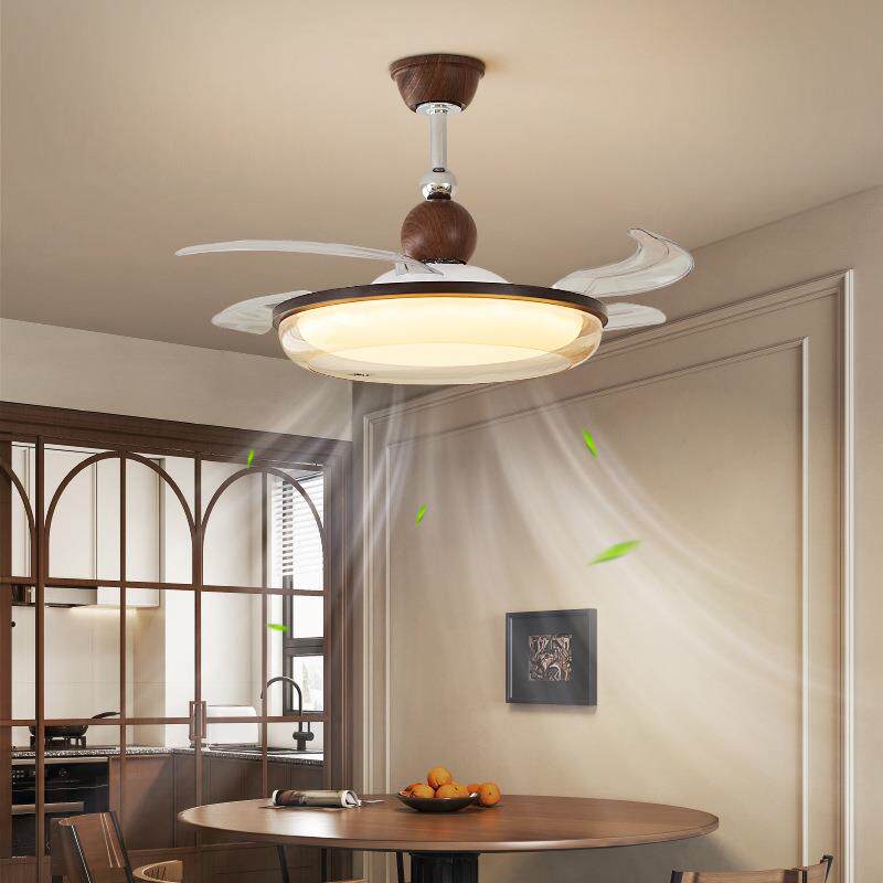 中古风隐形风扇灯静音护眼智能客厅书房餐厅儿童房卧室LED吊扇灯