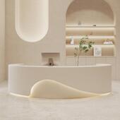 弧形美容院收银柜台服装 店前台公司接待台吧台烤漆简约现代店铺柜