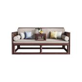 罗汉床新中式 胡桃木实木推拉床茶桌椅组合沙发床两用伸缩折叠沙发