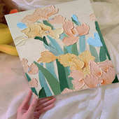 花卉珍珠立体肌理画diy数字油画手工填色石英砂丙烯油彩装 饰挂画