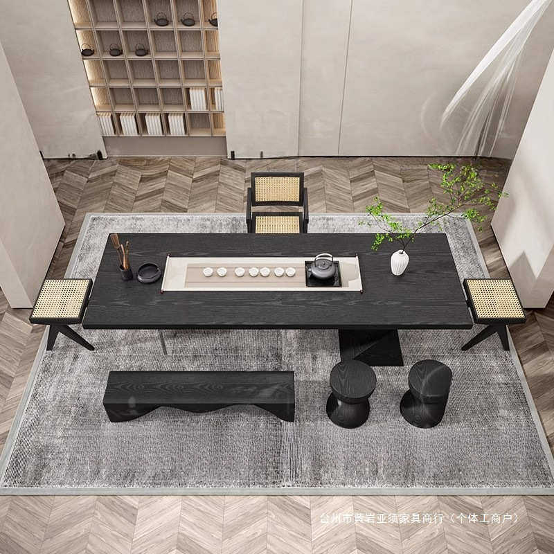 侘寂风原木大板实木碳化黑色茶桌组合简约创意亚克力悬浮禅意茶台,住宅家具,家用茶台/茶桌,淘宝优惠券,粉丝福利购,淘宝优惠卷