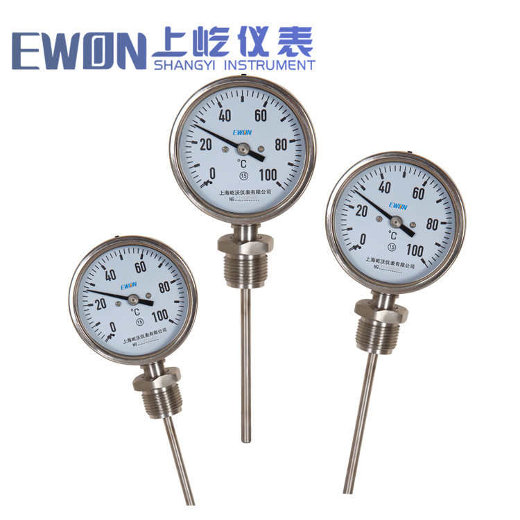 WSS-511双金属温度计0-100℃300度不锈钢径向温度WSSF511上海屹沃