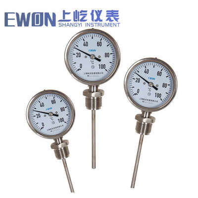 WSS-511双金属温度计0-100℃300度不锈钢径向温度WSSF511上海屹沃