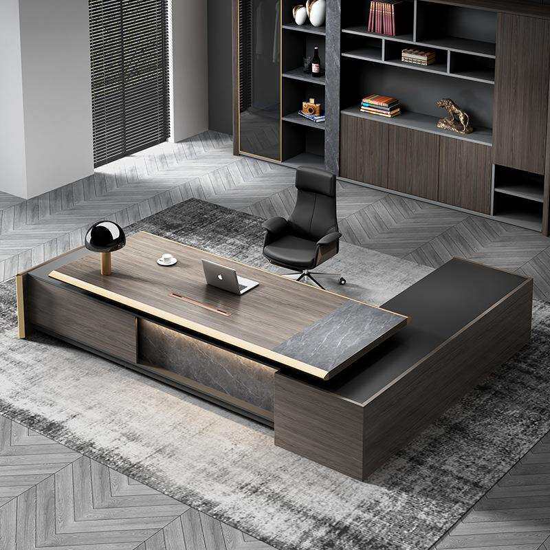 老板办公桌简约现代大气总裁桌椅组合新中式高档办公室单人大班台